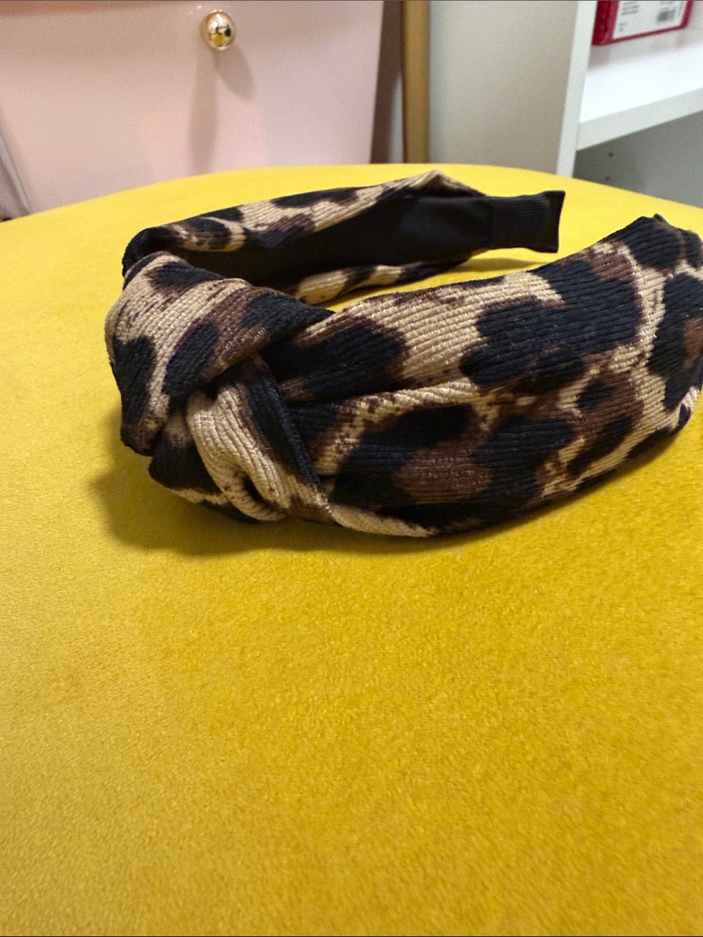 Leopard Print Corduroy Knotted Headband